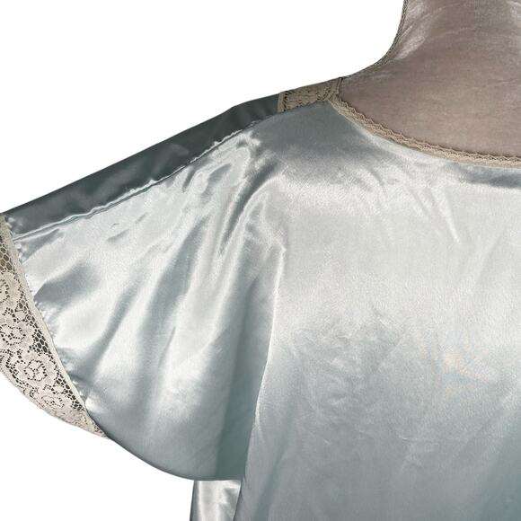 Vintage Val Mode Lingerie Nightgown Large Blue Lace V-Neck - Picture 8 of 13